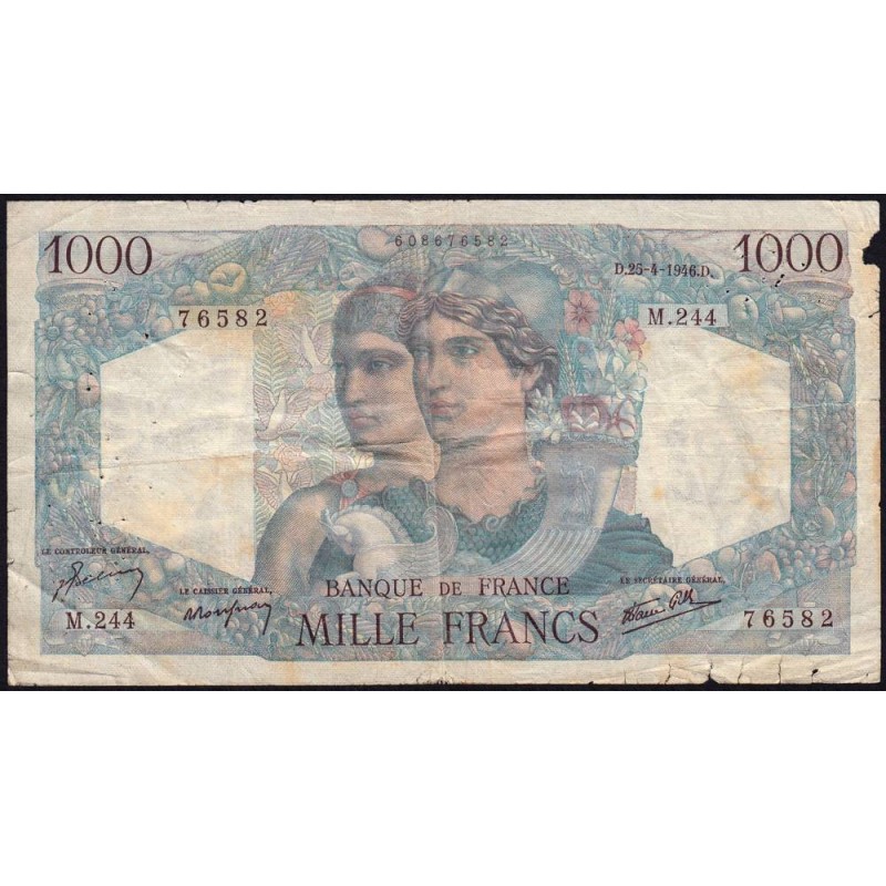 F 41-13 - 25/04/1946 - 1000 francs - Minerve et Hercule - Série M.244 - Etat : B