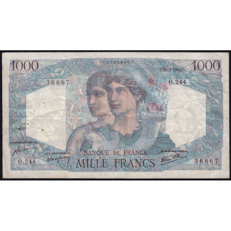 F 41-13 - 25/04/1946 - 1000 francs - Minerve et Hercule - Série O.244 - Etat : TB+