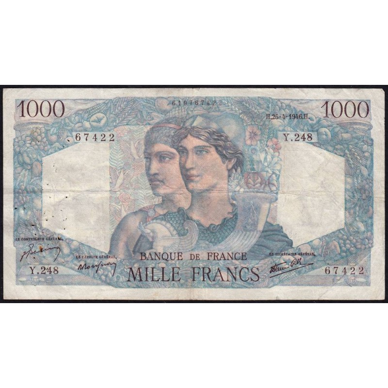 F 41-13 - 25/04/1946 - 1000 francs - Minerve et Hercule - Série Y.248 - Etat : TB