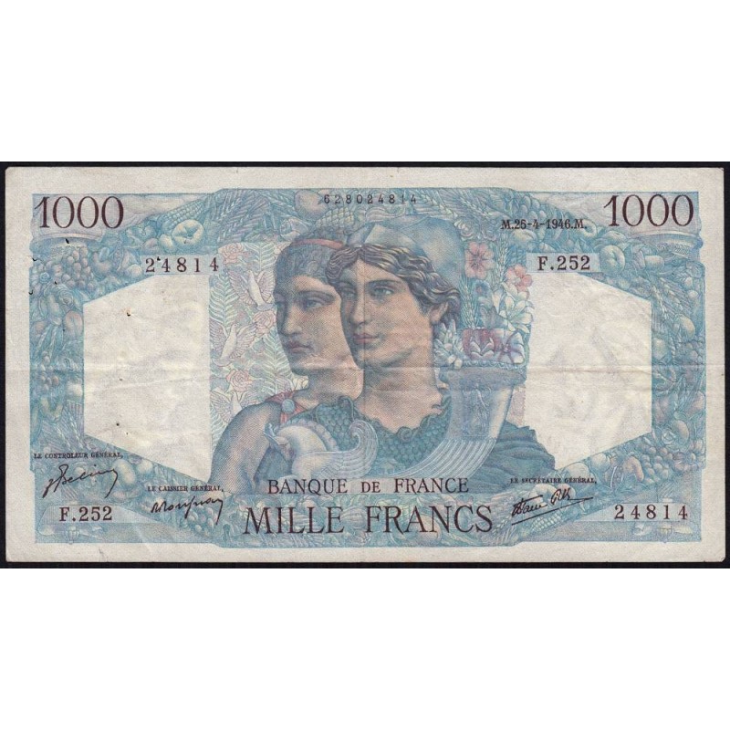 F 41-13 - 25/04/1946 - 1000 francs - Minerve et Hercule - Série F.252 - Etat : TTB
