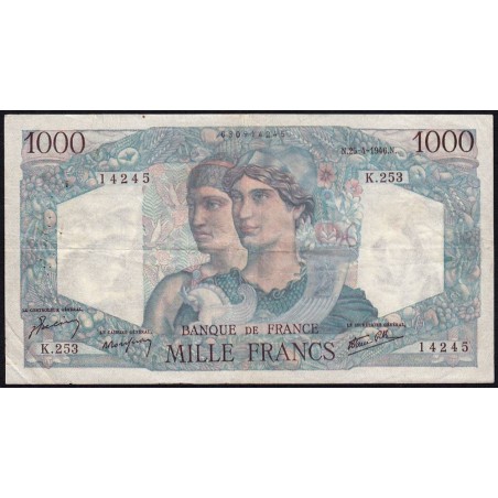 F 41-13 - 25/04/1946 - 1000 francs - Minerve et Hercule - Série K.253 - Etat : TTB-