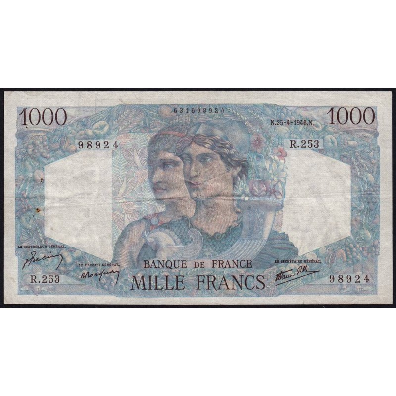 F 41-13 - 25/04/1946 - 1000 francs - Minerve et Hercule - Série R.253 - Etat : TB+