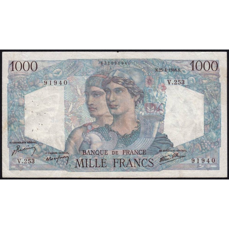 F 41-13 - 25/04/1946 - 1000 francs - Minerve et Hercule - Série V.253 - Etat : TB+