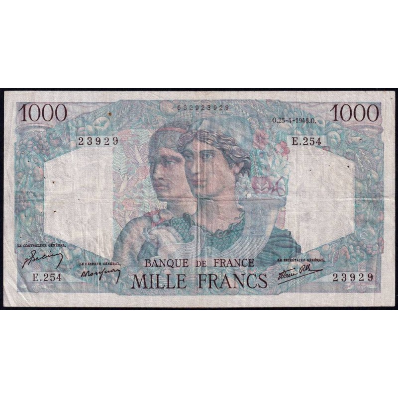 F 41-13 - 25/04/1946 - 1000 francs - Minerve et Hercule - Série E.254 - Etat : TB