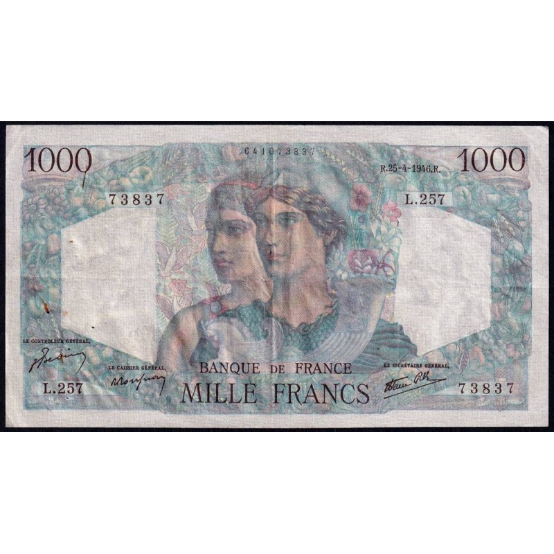 F 41-13 - 25/04/1946 - 1000 francs - Minerve et Hercule - Série L.257 - Etat : TB+