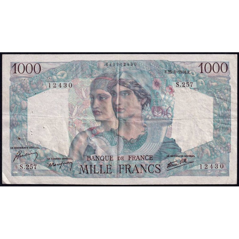 F 41-13 - 25/04/1946 - 1000 francs - Minerve et Hercule - Série S.257 - Etat : TTB