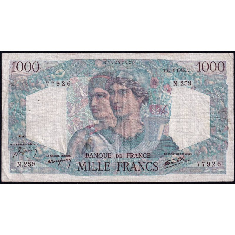 F 41-13 - 25/04/1946 - 1000 francs - Minerve et Hercule - Série N.259 - Etat : TB