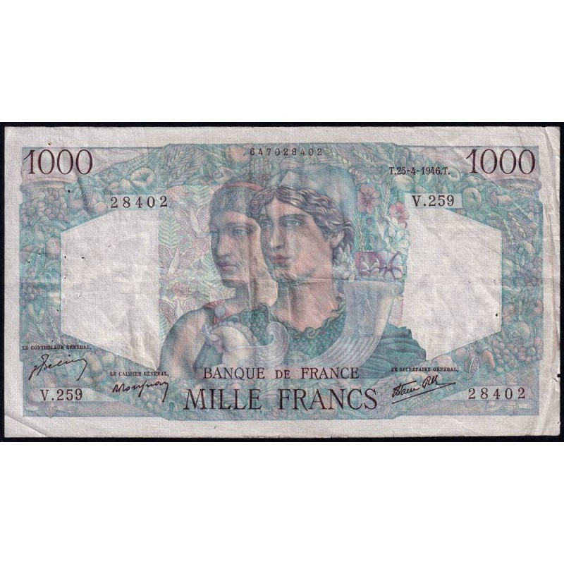 F 41-13 - 25/04/1946 - 1000 francs - Minerve et Hercule - Série V.259 - Etat : TB-