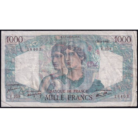 F 41-13 - 25/04/1946 - 1000 francs - Minerve et Hercule - Série V.259 - Etat : TB-