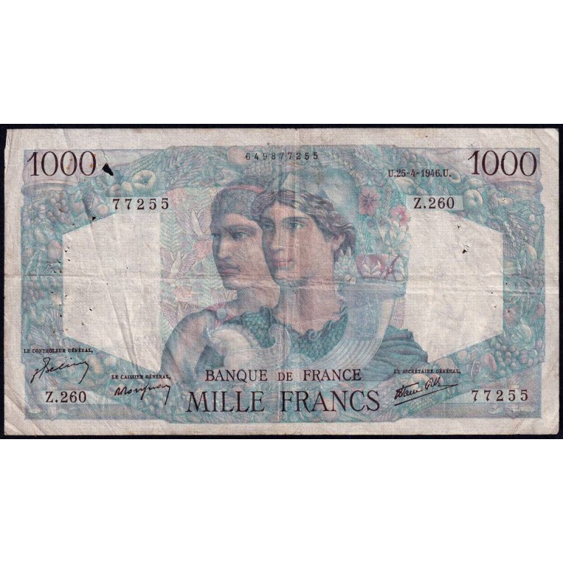F 41-13 - 25/04/1946 - 1000 francs - Minerve et Hercule - Série Z.260 - Etat : TB-