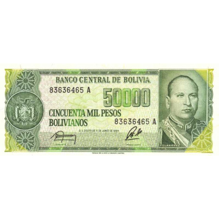 Bolivie - Pick 196 - 5 centavos sur 50'000 pesos bolivianos - Loi 1984 (1987) - Série A - Etat : NEUF