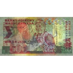 Madagascar - Pick 72Ab - 2'500 francs - 500 ariary - Série YD - 1996 - Etat : TTB-