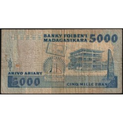 Madagascar - Pick 73b - 5'000 francs - 1'000 ariary - Série CB - 1992 - Etat : B