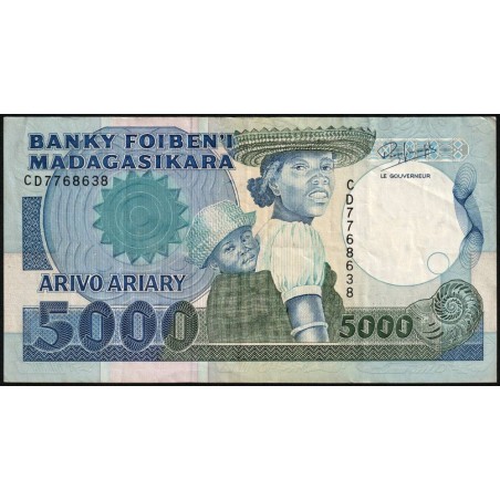 Madagascar - Pick 73b - 5'000 francs - 1'000 ariary - Série CD - 1992 - Etat : TTB-