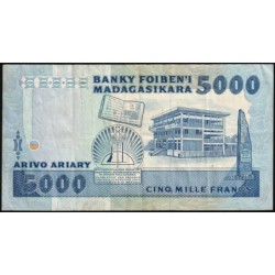 Madagascar - Pick 73b - 5'000 francs - 1'000 ariary - Série CD - 1992 - Etat : TTB-