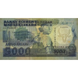 Madagascar - Pick 73b - 5'000 francs - 1'000 ariary - Série CD - 1992 - Etat : TTB-