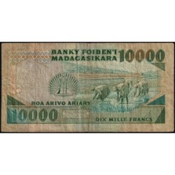 Madagascar - Pick 74b - 10'000 francs - 2'000 ariary - Série DB - 1992 - Etat : B