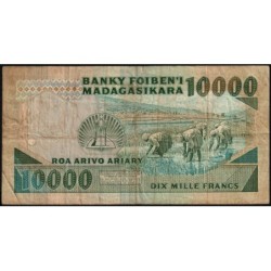 Madagascar - Pick 74b - 10'000 francs - 2'000 ariary - Série DB - 1992 - Etat : B