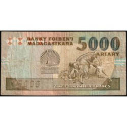 Madagascar - Pick 74Aa - 25'000 francs - 5'000 ariary - Série FB - 1993 - Etat : B+
