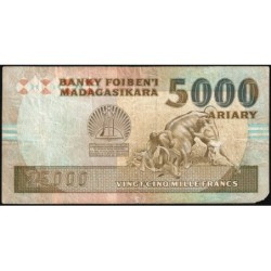 Madagascar - Pick 74Aa - 25'000 francs - 5'000 ariary - Série FC - 1993 - Etat : B-