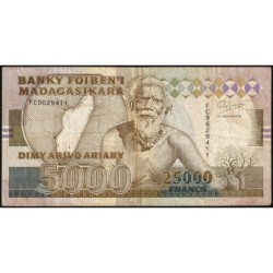 Madagascar - Pick 74Aa - 25'000 francs - 5'000 ariary - Série FC - 1993 - Etat : TB