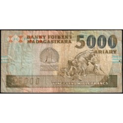 Madagascar - Pick 74Ab - 25'000 francs - 5'000 ariary - Série FD - 1996 - Etat : B+