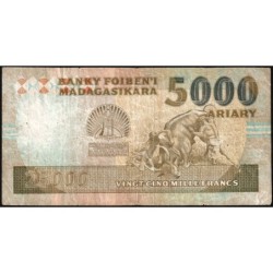 Madagascar - Pick 74Ab - 25'000 francs - 5'000 ariary - Série FD - 1996 - Etat : B-