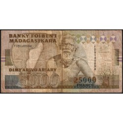 Madagascar - Pick 74Ab - 25'000 francs - 5'000 ariary - Série FD - 1996 - Etat : B-