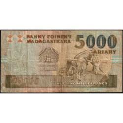 Madagascar - Pick 74Ab - 25'000 francs - 5'000 ariary - Série FD - 1996 - Etat : B-