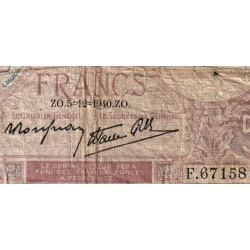 F 04-16 - 05/12/1940 - 5 francs - Violet modifié - Série F.67158 - Etat : B