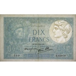 F 07-26 - 02/01/1941 - 10 francs - Minerve modifié - Série B.82978 - Etat : TTB