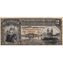 Brésil - Pick 10b - 2'000 reis - 1890 - Etat : TTB+
