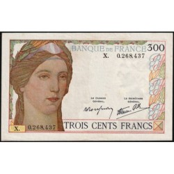 F 29-03 - 09/02/1939 - 300 francs - Série X - Etat : SUP+ à SPL-