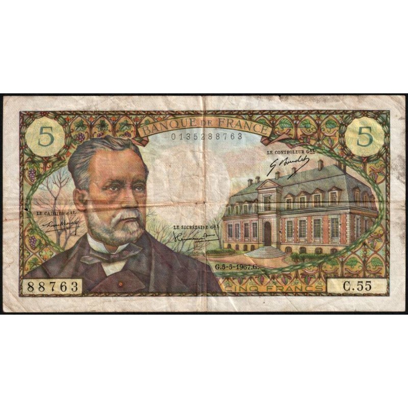 F 61-05 - 05/05/1967 - 5 francs - Pasteur - Série C.55 - Etat : TB-