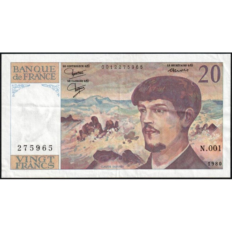 F 66-01 - 1980 - 20 francs - Debussy - Série N.001 - Etat : SUP
