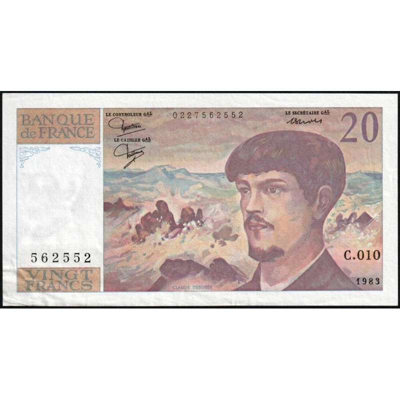 F 66-04 - 1983 - 20 francs - Debussy - Série C.010 - Etat : TTB+