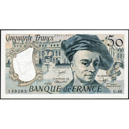 F 67-10 - 1984 - 50 francs - Quentin de la Tour - Série U.40 - Etat : SPL+