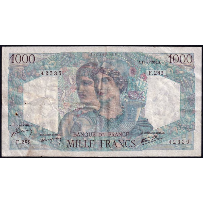 F 41-15 - 11/07/1946 - 1000 francs - Minerve et Hercule - Série F.289 - Etat : TB