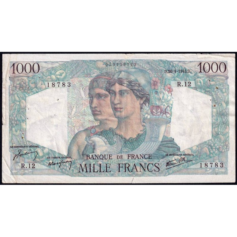 F 41-02 - 26/04/1945 - 1000 francs - Minerve et Hercule - Série R.12 - Etat : TB+
