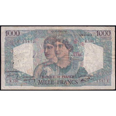F 41-07 - 23/08/1945 - 1000 francs - Minerve et Hercule - Série R.100 - Etat : B+