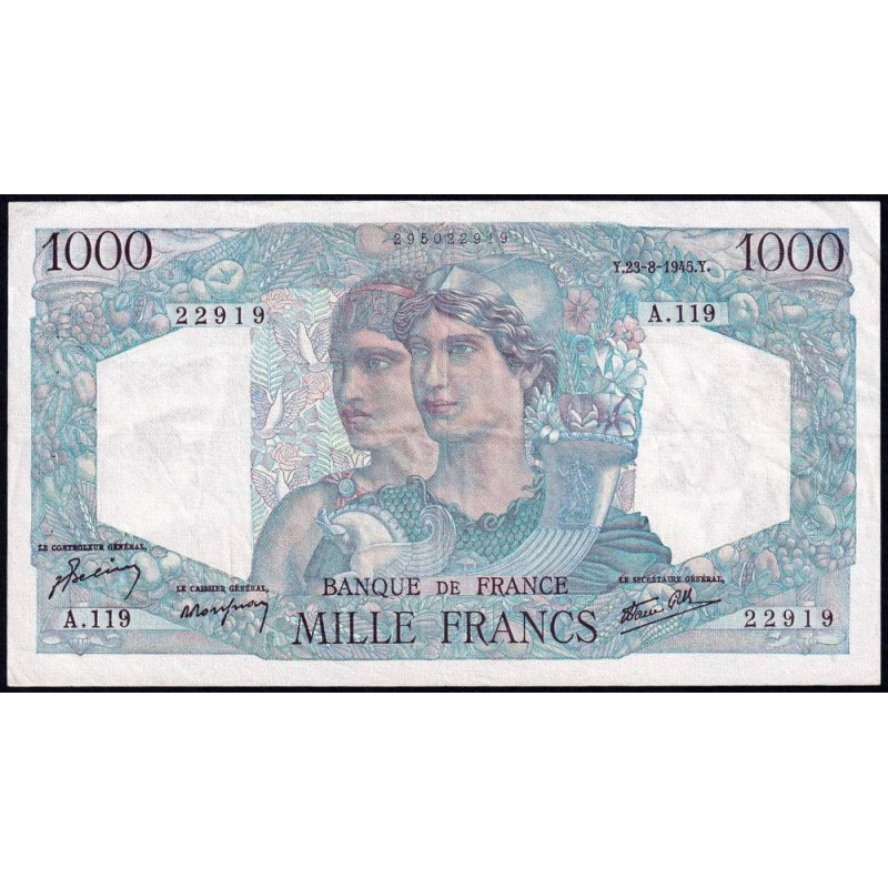 F 41-07 - 23/08/1945 - 1000 francs - Minerve et Hercule - Série A.119 - Etat : TTB+ à SUP-