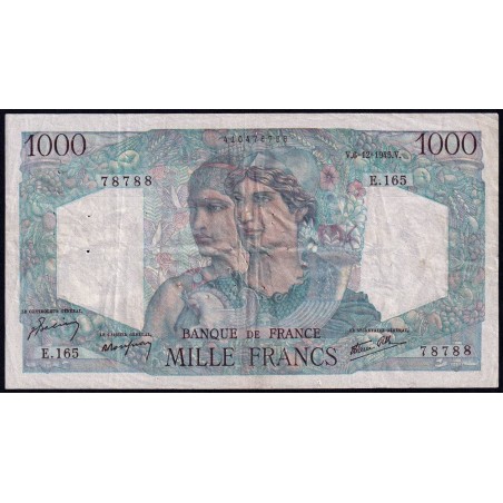 F 41-09 - 06/12/1945 - 1000 francs - Minerve et Hercule - Série E.165 - Etat : TTB-