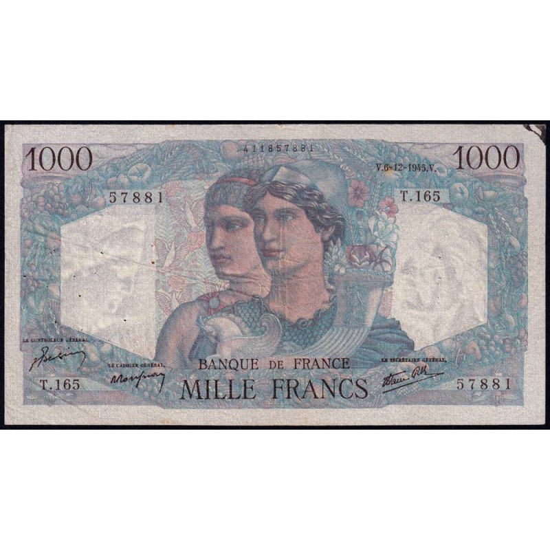 F 41-09 - 06/12/1945 - 1000 francs - Minerve et Hercule - Série T.165 - Etat : TB+