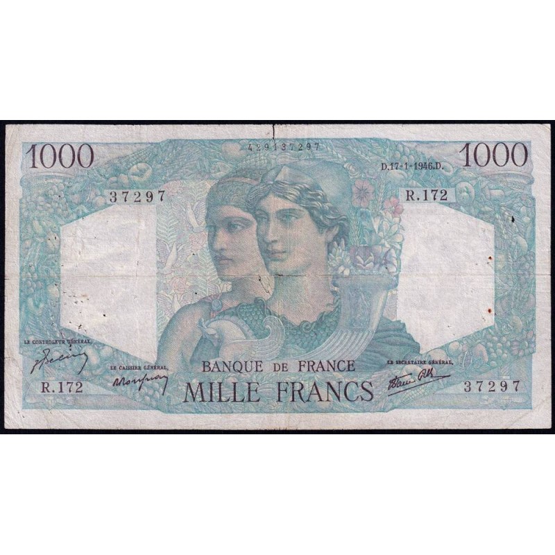 F 41-10 - 17/01/1946 - 1000 francs - Minerve et Hercule - Série R.172 - Etat : TB-