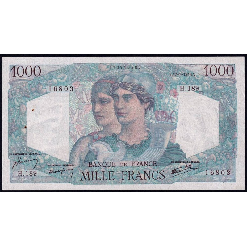 F 41-10 - 17/01/1946 - 1000 francs - Minerve et Hercule - Série H.189 - Etat : SUP