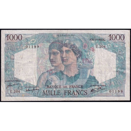 F 41-11 - 21/02/1946 - 1000 francs - Minerve et Hercule - Série U.204 - Etat : TB+