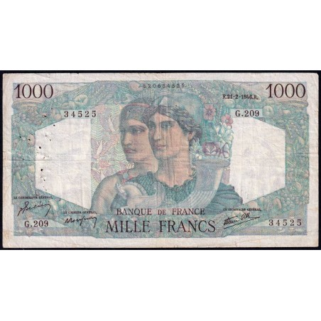 F 41-11 - 21/02/1946 - 1000 francs - Minerve et Hercule - Série G.209 - Etat : TB-