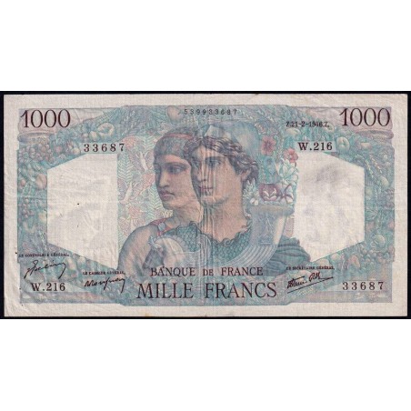 F 41-11 - 21/02/1946 - 1000 francs - Minerve et Hercule - Série W.216 (remplacement) - Etat : TB+