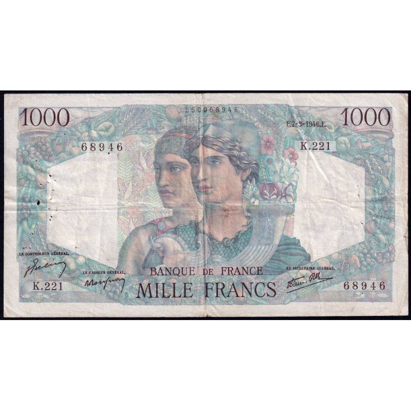 F 41-12 - 07/03/1946 - 1000 francs - Minerve et Hercule - Série K.221 - Etat : TB+