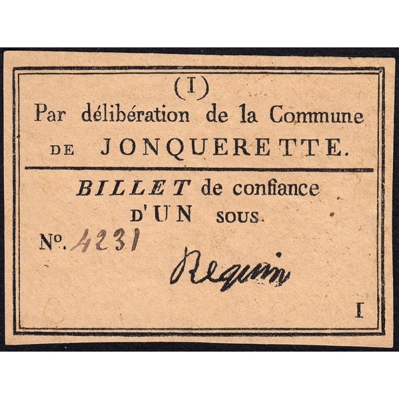 Bouche du Rhône - Jonquerette - Kolsky 13-64 - 1 sou - Etat : SPL+
